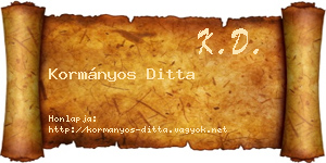 Kormányos Ditta névjegykártya